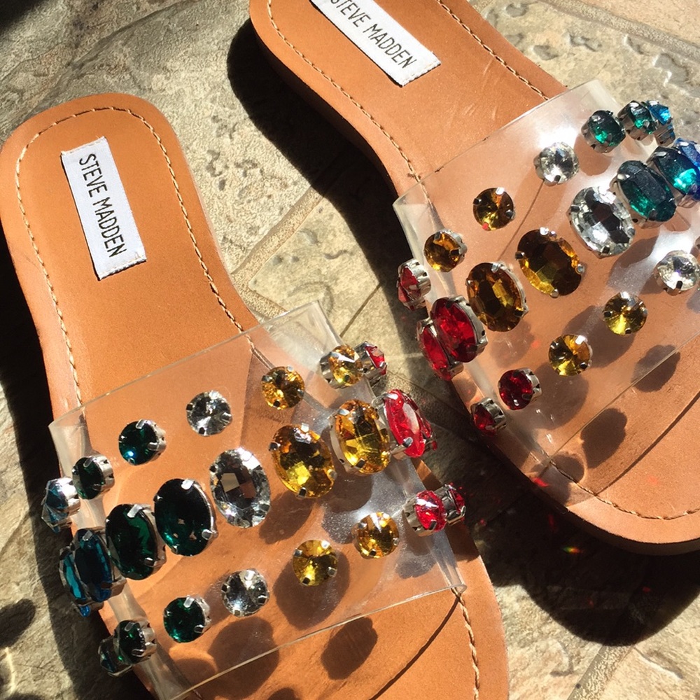 Steve madden gem slip on sandals